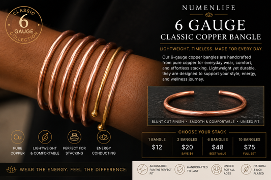 NumenLife Copper Bangles | 6-Gauge Pure Copper
