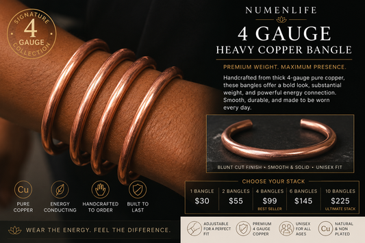 NumenLife Signature Heavy Copper Bangles | 4-Gauge Pure Copper